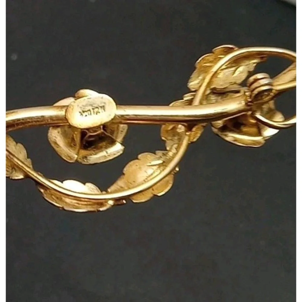 VINTAGE MARLANA? 1/20 12K GOLD FILLED PIN BROOCH ROSES 5.88 Grams